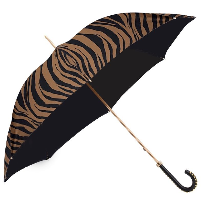 PASOTTI Ombrello Da Donna Animal Zebrato Marrone/Nero Interno Nero  189N*21028/11*34*H19