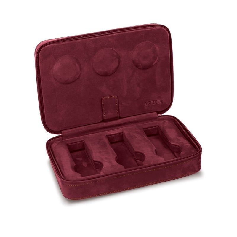 SCATOLA DEL TEMPO Portaorologi Da Viaggio 6 Posti Nabuk Bordeaux Edizione Astrua  