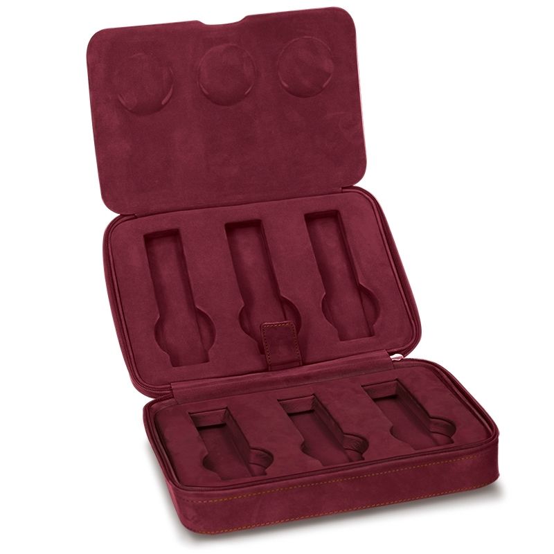 SCATOLA DEL TEMPO Portaorologi Da Viaggio 6 Posti Nabuk Bordeaux Edizione Astrua  