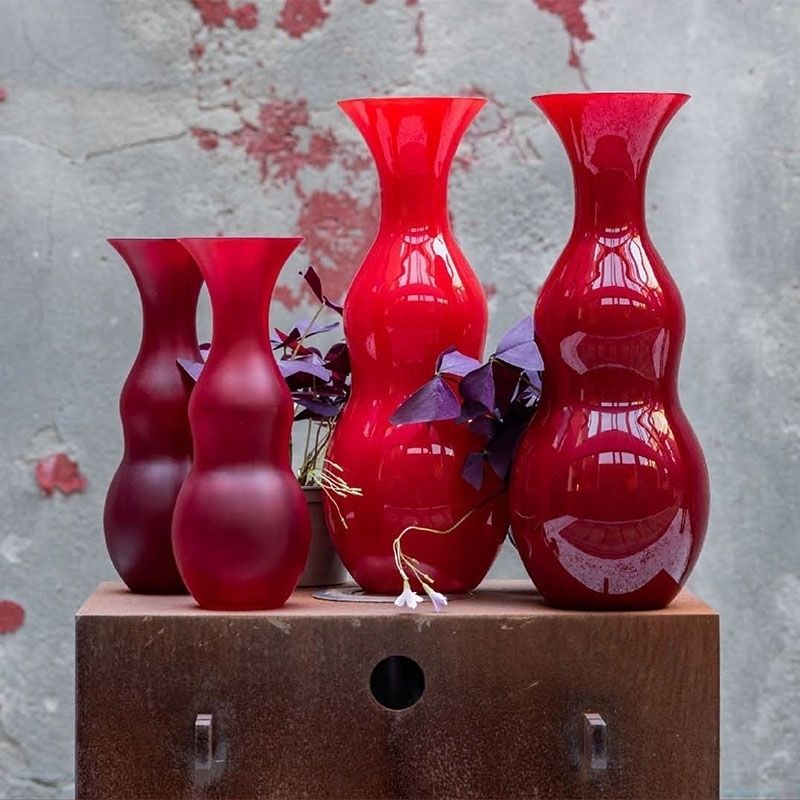 VENINI Vaso Pigmenti Satin Rosso Sangue Di Bue H 26 CM / Ø 10 CM 516.85