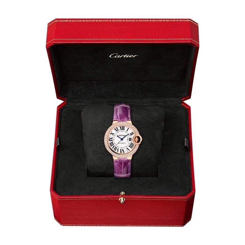 CARTIER Ballon Bleu De Cartier, Oro Rosa, Diamanti, Pelle 33 MM WJBB0051