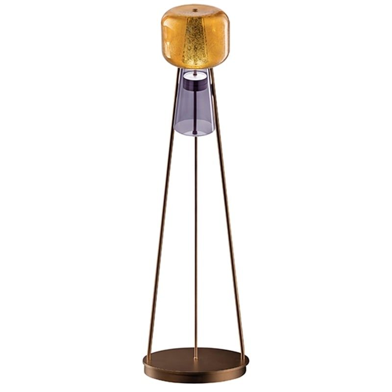SALVIATI Lampada Da Terra Ferai - Bollegheri Ametista Lucido/Ambra Pulegoso Lucido H 130 CM / Ø 39 CM SV010-ATAMPU/LR