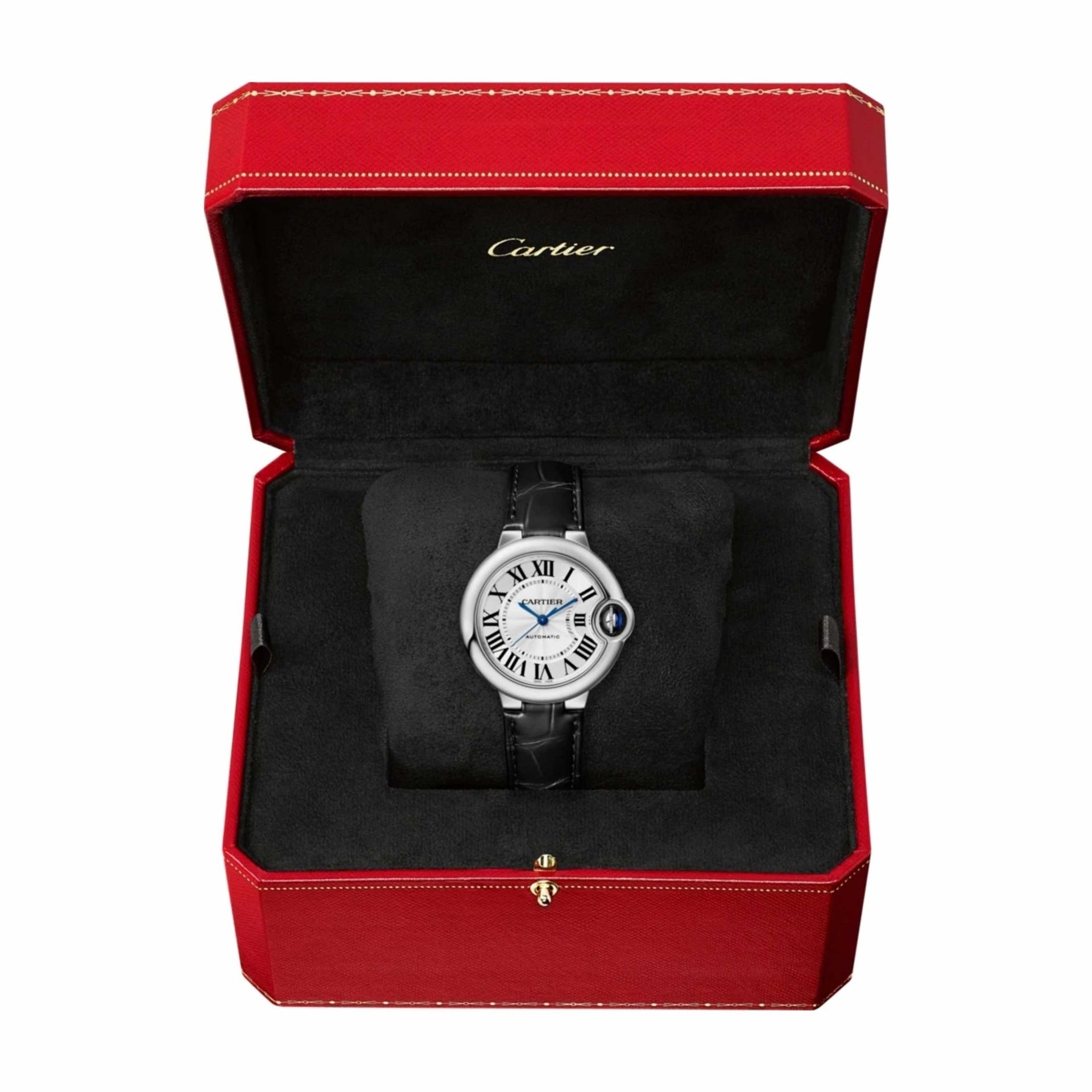 CARTIER Ballon Bleu De Cartier, Acciaio, Pelle 33 MM WSBB0030