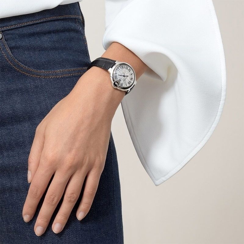 CARTIER Ballon Bleu De Cartier, Acciaio, Pelle 33 MM WSBB0030