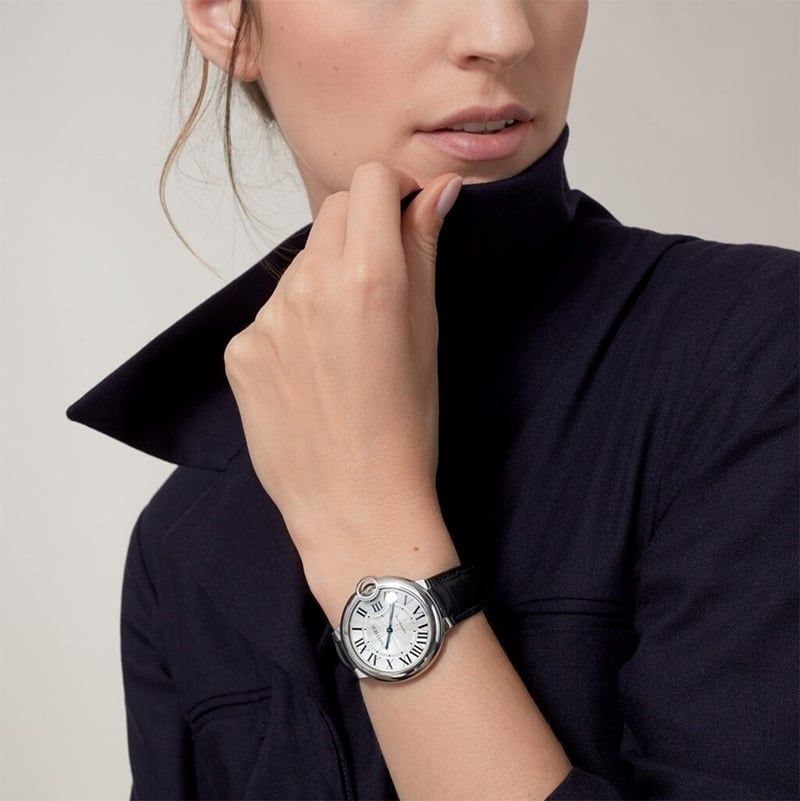 CARTIER Ballon Bleu De Cartier, Acciaio, Pelle 36 MM WSBB0028