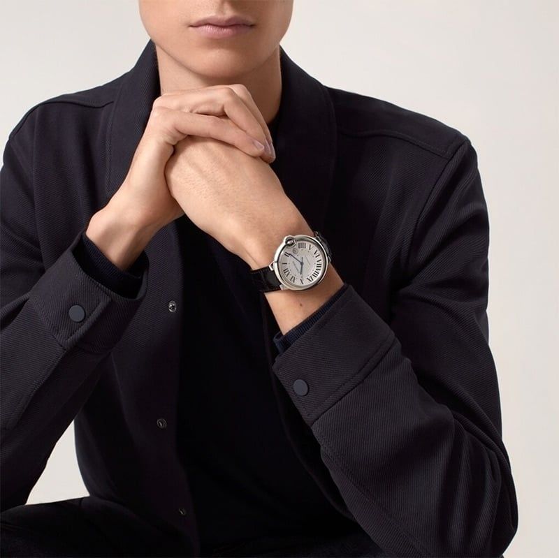 CARTIER Ballon Bleu De Cartier, Acciaio, Pelle 42 MM WSBB0026