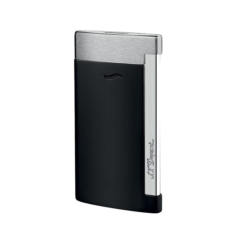 S. T. DUPONT Accendino Slim 7 Nero Opaco Con Finitura Cromata Spazzolata  027710