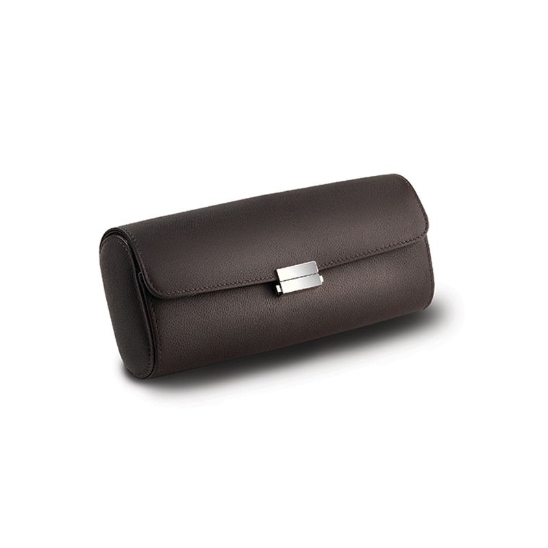 SCATOLA DEL TEMPO Pochette Da Viaggio Pelle Grana Dollaro Cioccolato  