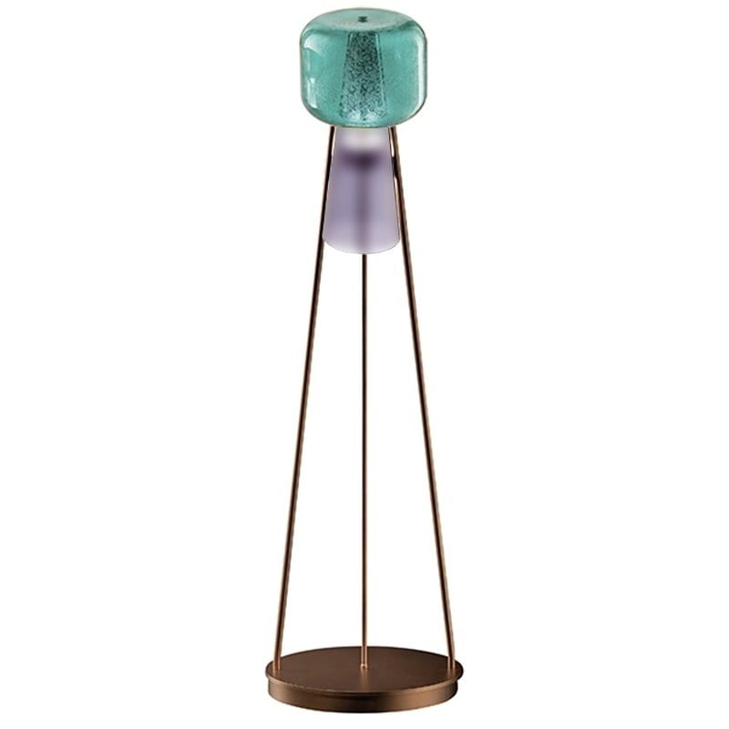 SALVIATI Lampada Da Terra Ferai - Bollegheri Verde Trasparente Pulegoso / Rosa Satinato H 130 CM / Ø 39 CM SV010VPROPU/LR
