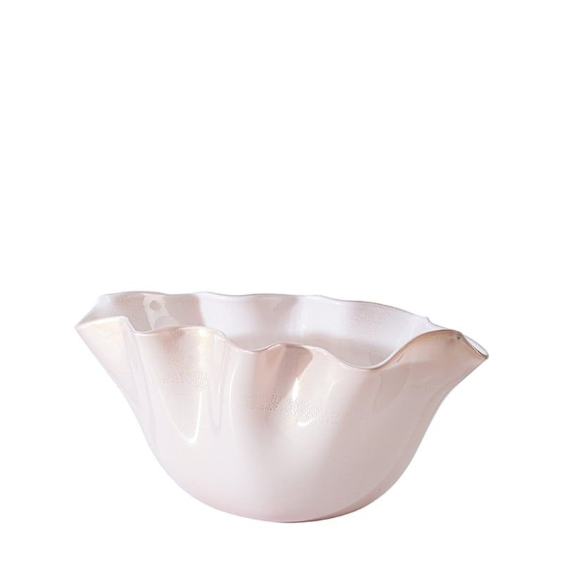 VENINI Vaso Venere Fazzoletto Rosa Cipria Foglia Oro 46 X 25 H 23 CM 700.11