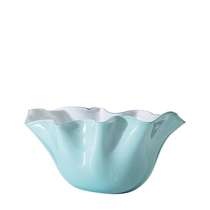 VENINI Vaso Venere Fazzoletto Verde Rio/Rosa Cipria  46 X 25 H 23 CM 700.11