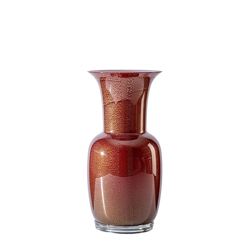 VENINI Vaso Opalino Rosso Sangue Di Bue/Rosa Cipria 14 CM – H 30 CM 706.38