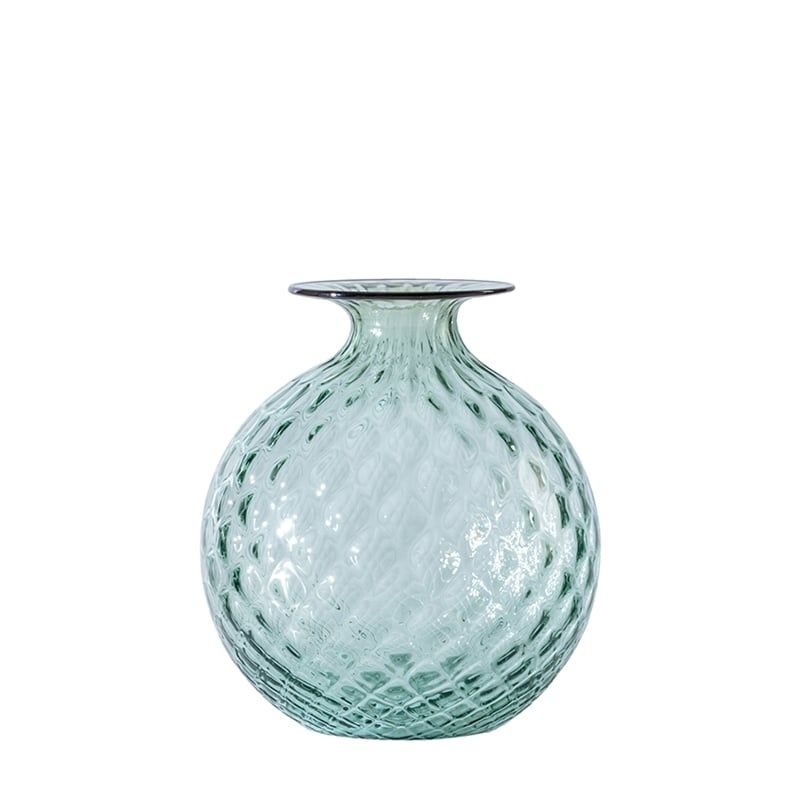 VENINI Vaso Monofiore Balloton Verde Rio/Filo Rosso Sangue Di Bue  14 CM - H 16.5 CM 100.16