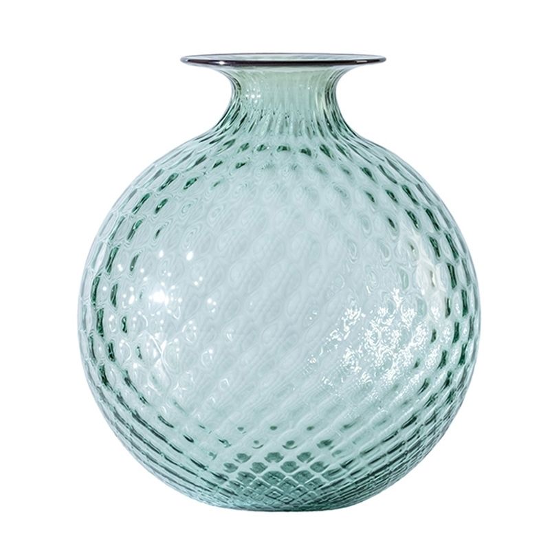 VENINI Vaso Monofiore Balloton Verde Rio/Filo Rosso Sangue Di Bue  21,5 CM – H 24,5 CM 100.29