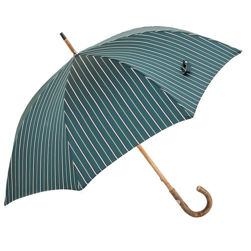 PASOTTI Ombrello Da Uomo Su Misura Multi Righe Verde/Grigio/Oro  142*BRUCE/5**1