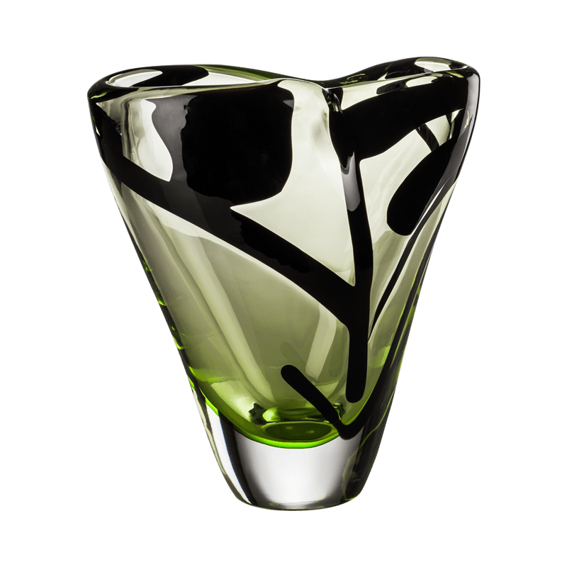 VENINI Vaso Black Belt Cristallo/Nero/Verde Erba  W 28 cm H 29 cm Ø 11 cm 699.13