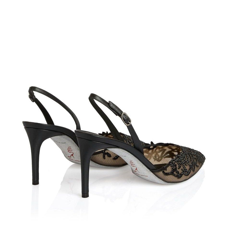 RENE CAOVILLA Guendy - Slingback Tacco Medio Nero  C11064-075-0001V050