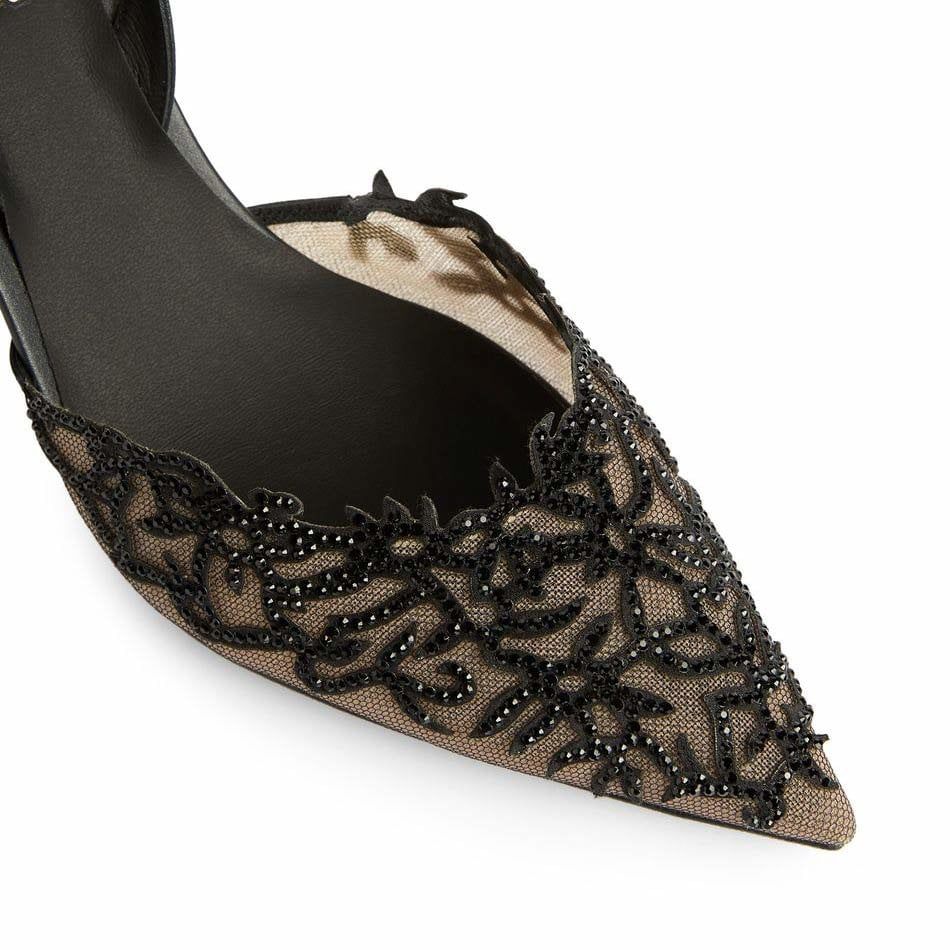 RENE CAOVILLA Guendy - Slingback Tacco Medio Nero  C11064-075-0001V050