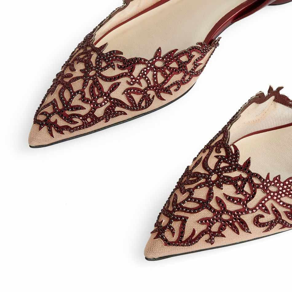 RENE CAOVILLA Guendy - Ballerina Bordeaux  C11079-015-TU01X909