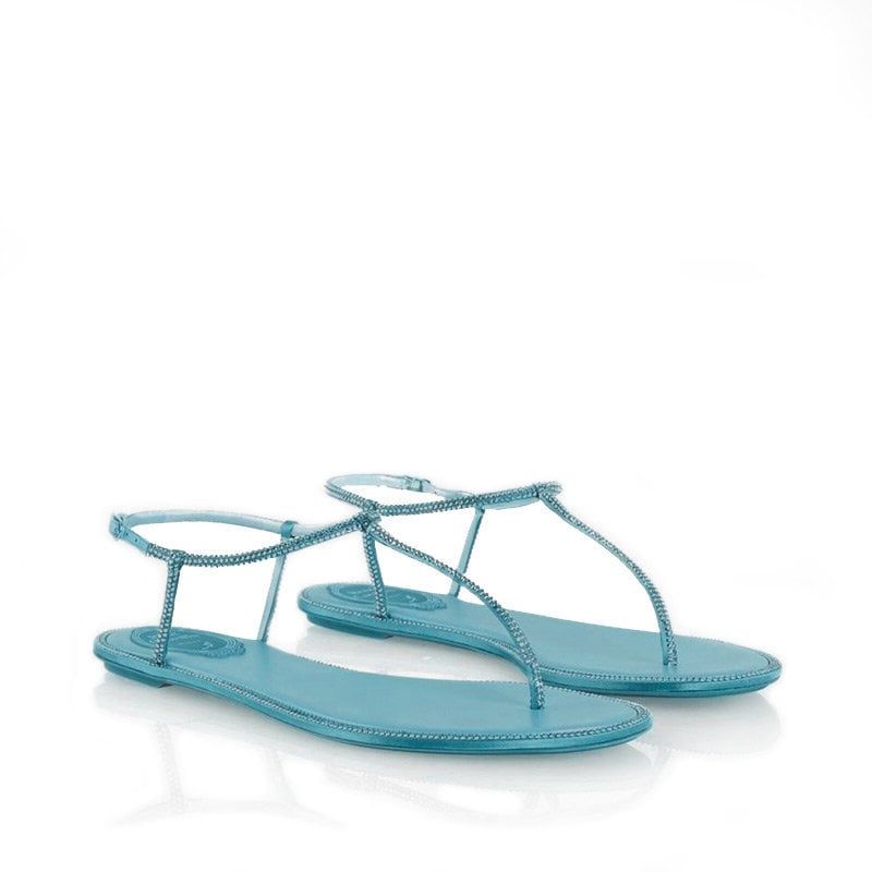 RENE CAOVILLA Diana - Sandali Flat Gioiello Verde Acqua  C10210-010-R001X918