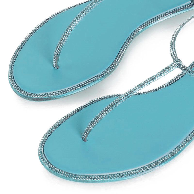 RENE CAOVILLA Diana - Sandali Flat Gioiello Verde Acqua  C10210-010-R001X918