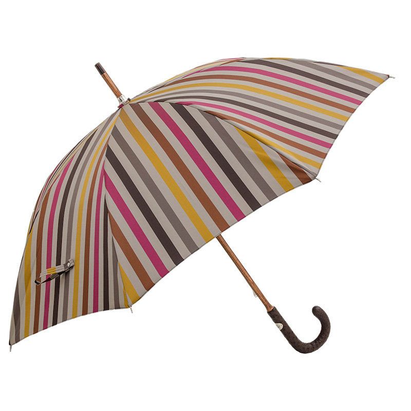 PASOTTI Ombrello Da Uomo Su Misura Motivo Righe Fucsia/Grigio/Giallo/Marrone  142*VENEZUE4**16S