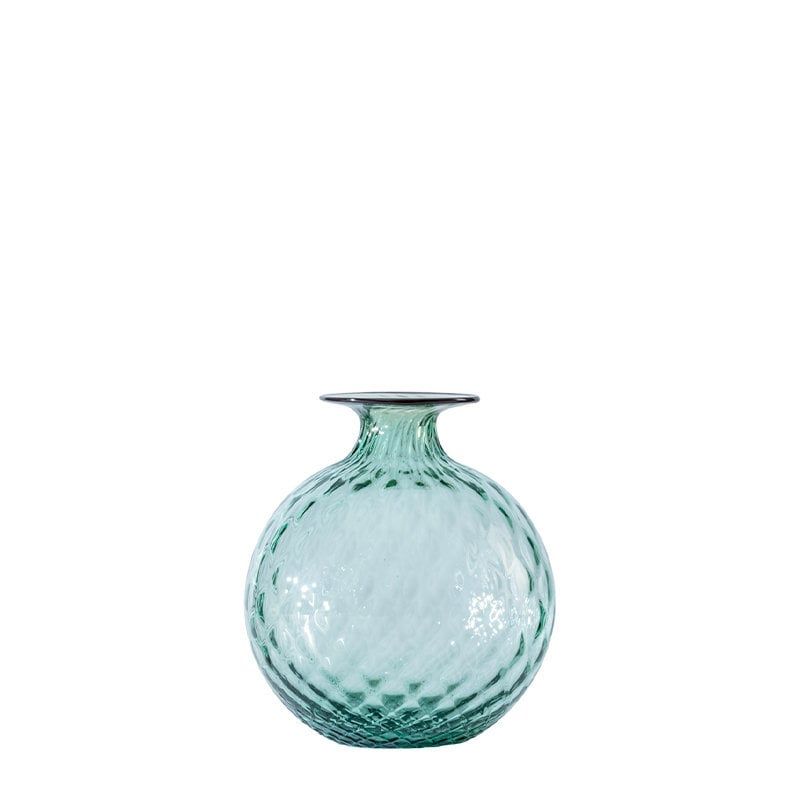 VENINI Vaso Monofiore Balloton Verde Rio/Filo Rosso Sangue Di Bue  11 CM – H 12,5 CM 100.14