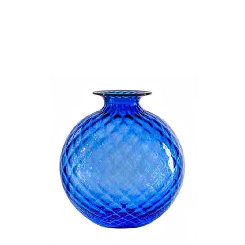 VENINI Vaso Monofiore Balloton Zaffiro/Filo Rosso  14 CM - H 16.5 CM 100.16