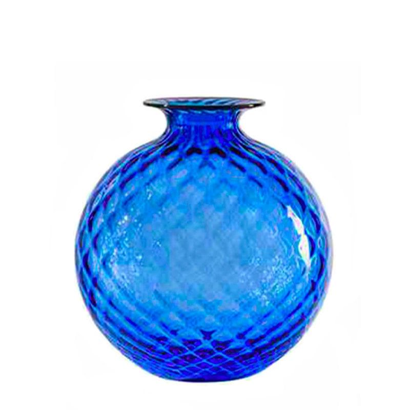 VENINI Vaso Monofiore Balloton Zaffiro/Filo Rosso  18 CM - H 20.5 CM 100.18