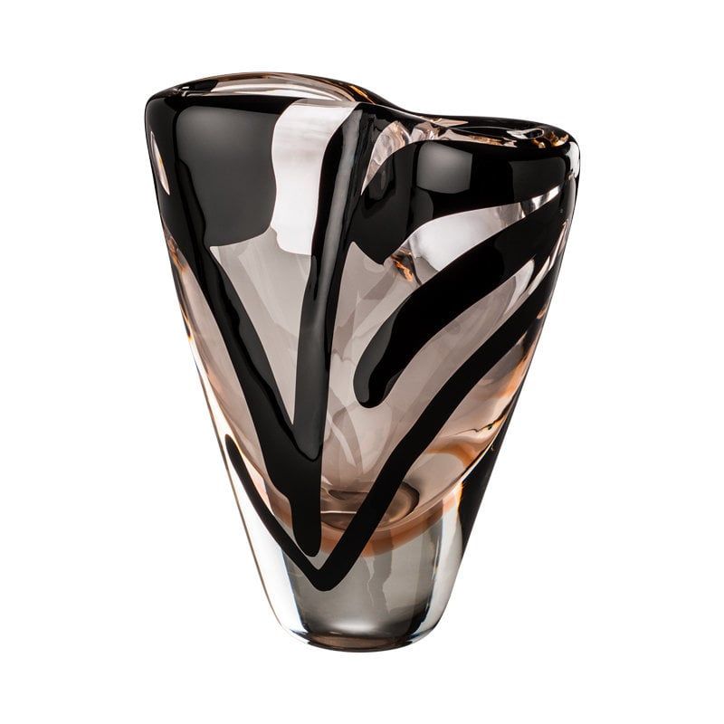 VENINI Vaso Black Belt Cristallo/Nero/Rosato  W 28 cm H 29 cm Ø 11 cm 699.13