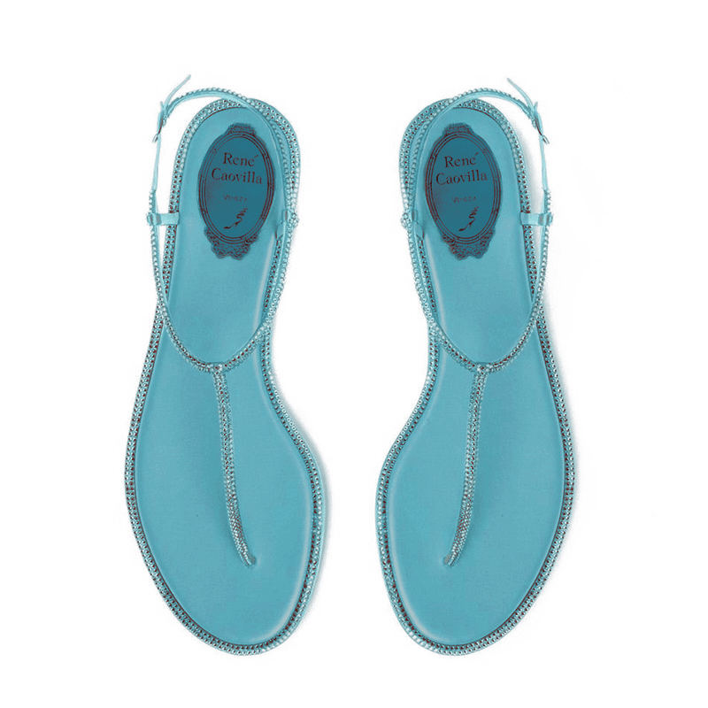 RENE CAOVILLA Diana - Sandali Flat Gioiello Verde Acqua  C10210-010-R001X918