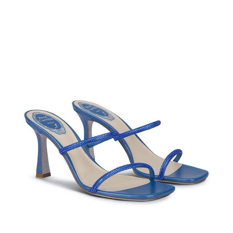 RENE CAOVILLA Bessie - Mule Tacco Medio Blu Denim  C11103-080-R001V169