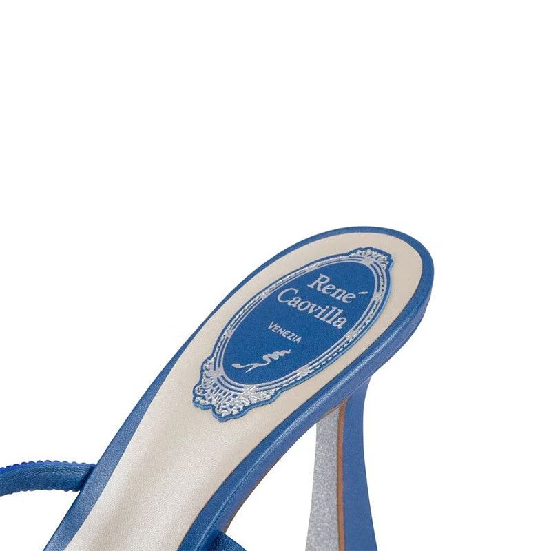 RENE CAOVILLA Bessie - Mule Tacco Medio Blu Denim  C11103-080-R001V169