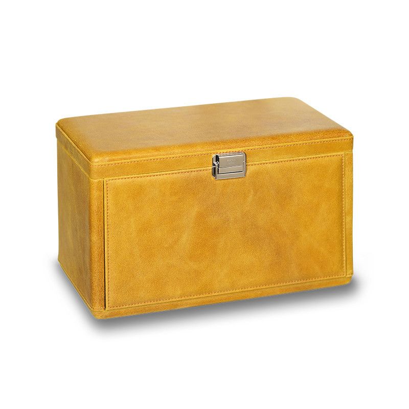 SCATOLA DEL TEMPO 7 Posti Pelle Vintage Giallo Ocra Edizione Astrua  