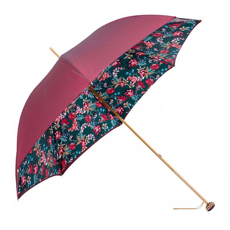 PASOTTI Ombrello Da Donna Flower Bordeaux Interno Verde Fiori Bordeaux  189*SERGE/17*5Y705/1*T9