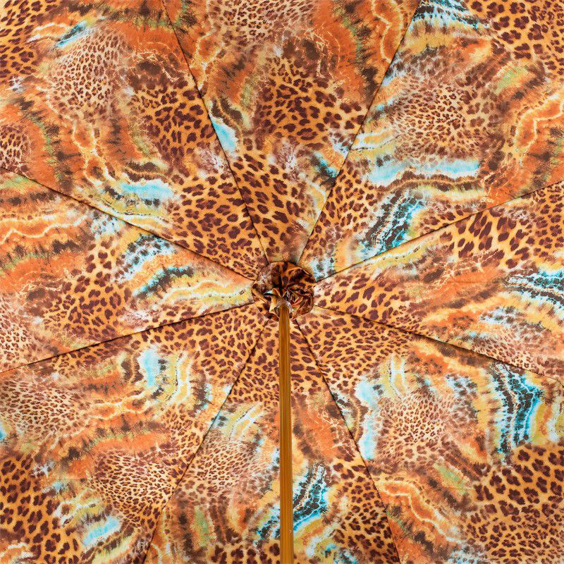 PASOTTI Ombrello Da Donna Animal Sfumato Avio Interno Maculato Oro/Azzurro  189*21284-17*56084-4*P18