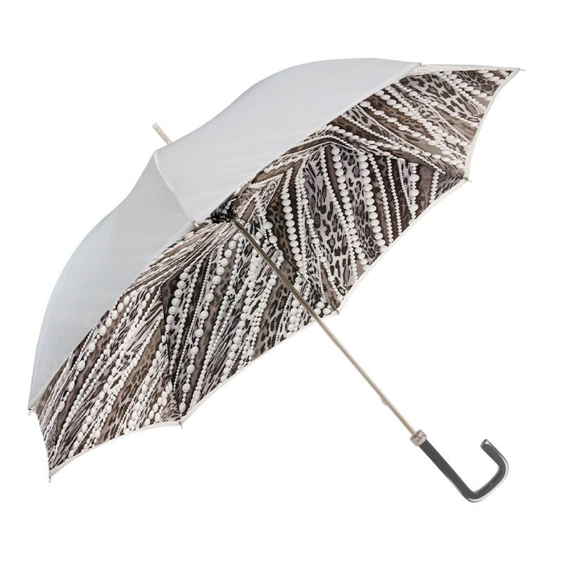 PASOTTI Ombrello Da Donna Animal Grigio Sfumato Interno Grigio Maculato Fantasia Perle  189N*21284-7*5A003/34*G17