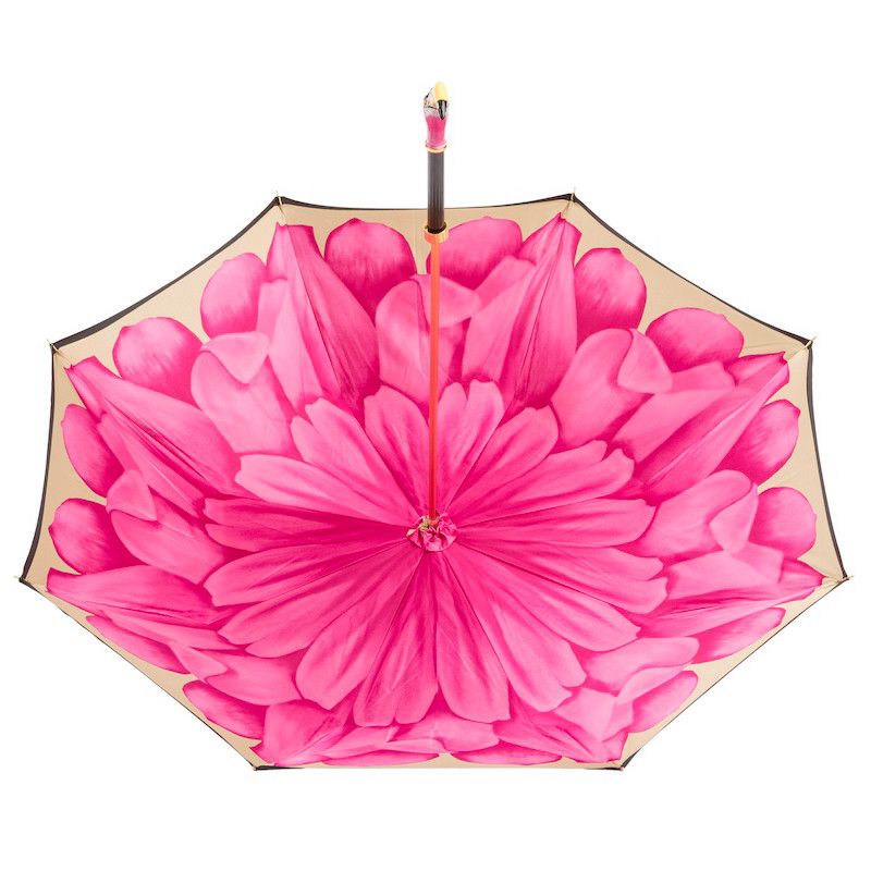 PASOTTI Ombrello Da Donna Lux Nero Interno Petalo Fuxia  189*34*21065/30*K9