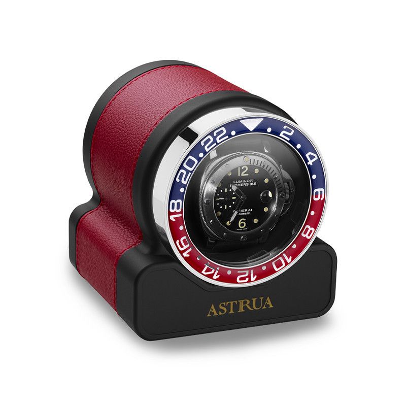 Scatola Del Tempo Rotor One Sport Pelle Grana Dollaro Rosso Ghiera Blu/Rossa  