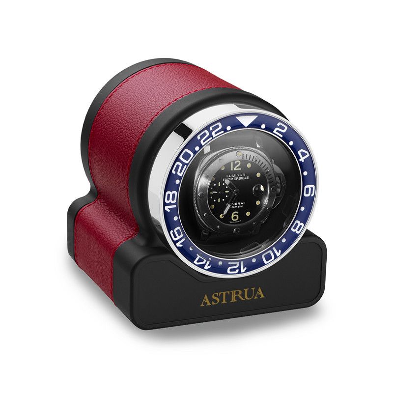 Scatola Del Tempo Rotor One Sport Pelle Grana Dollaro Rosso Ghiera Blu  