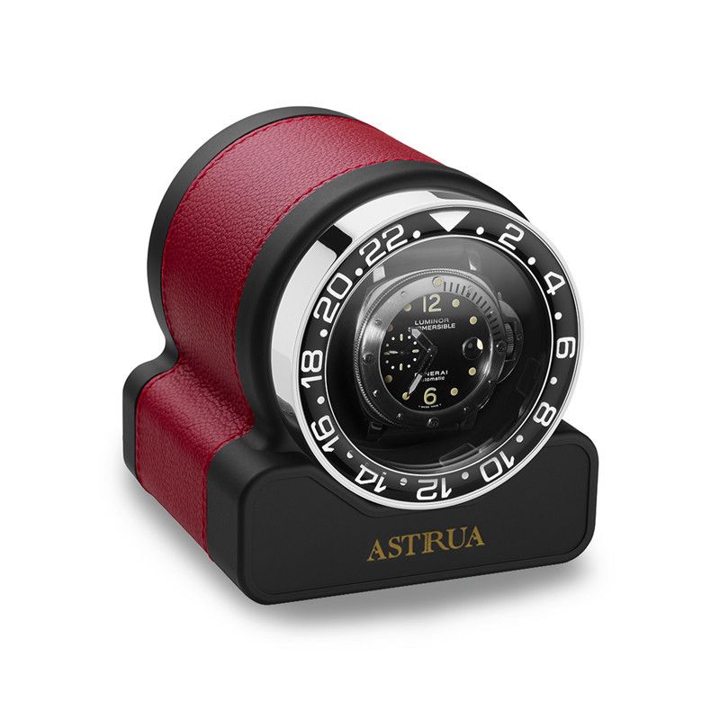 Scatola Del Tempo Rotor One Sport Pelle Grana Dollaro Rosso Ghiera Nera  