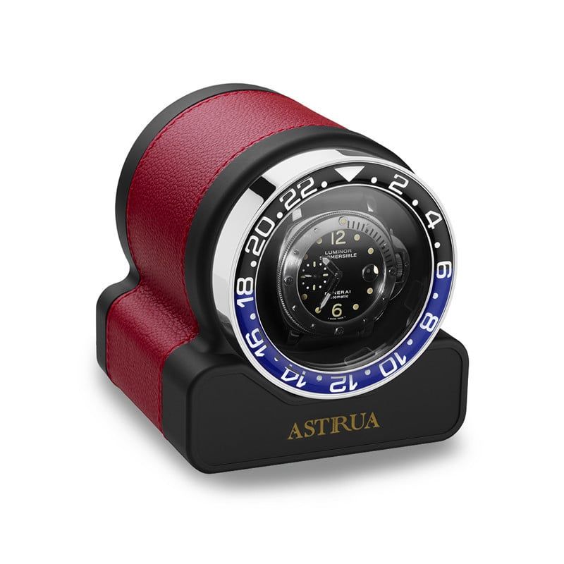 SCATOLA DEL TEMPO Rotor One Sport Pelle Grana Dollaro Rosso Ghiera Blu/Nera  