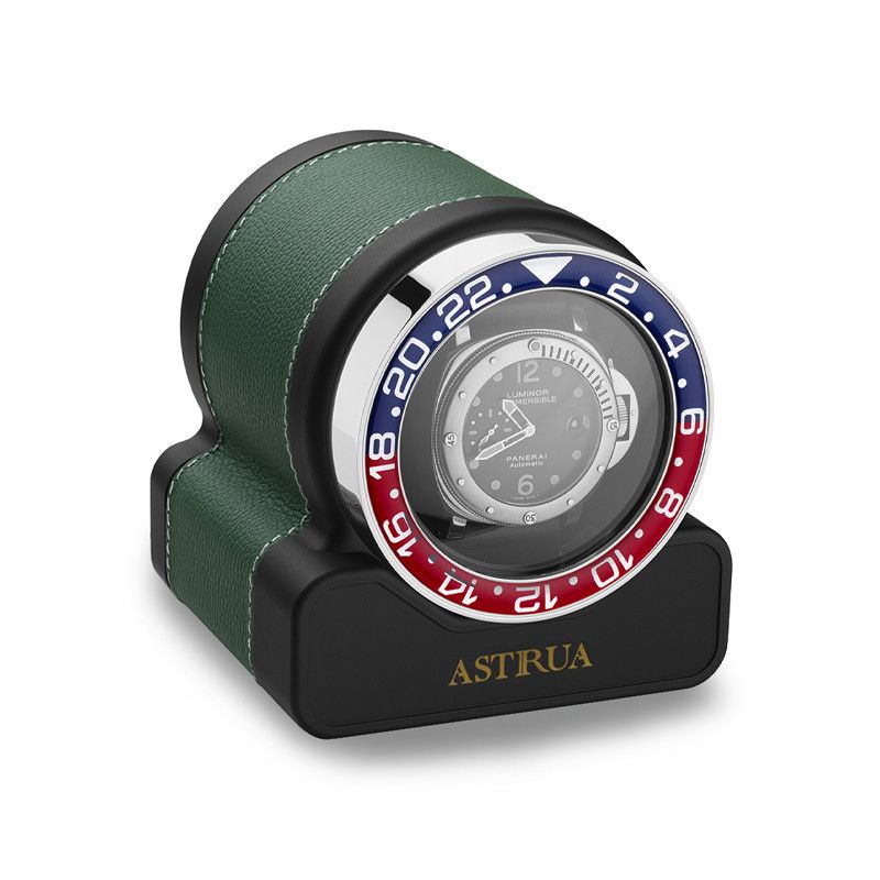 SCATOLA DEL TEMPO Rotor One Sport Pelle Grana Dollaro Verde Ghiera Blu/Rossa  