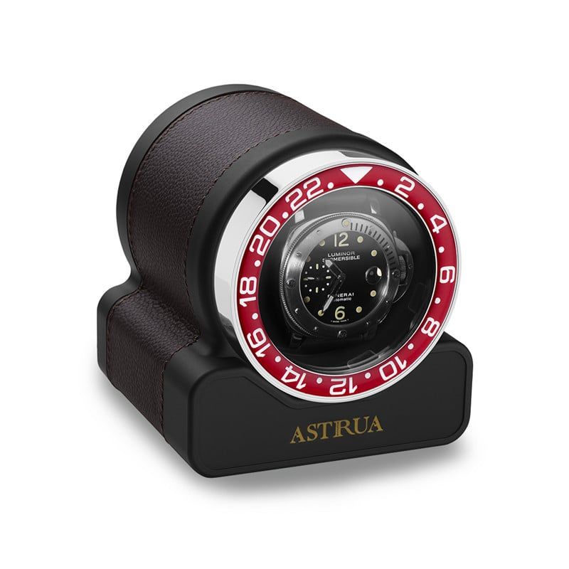 SCATOLA DEL TEMPO Rotor One Sport Pelle Grana Dollaro Cioccolato Ghiera Rossa  