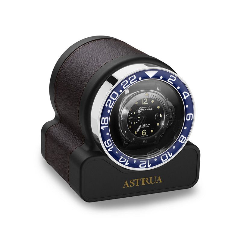 Scatola Del Tempo Rotor One Sport Pelle Grana Dollaro Cioccolato Ghiera Blu  