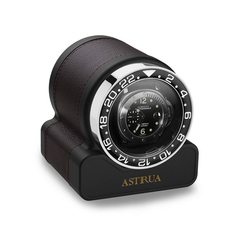 Scatola Del Tempo Rotor One Sport Pelle Grana Dollaro Cioccolato Ghiera Nera  