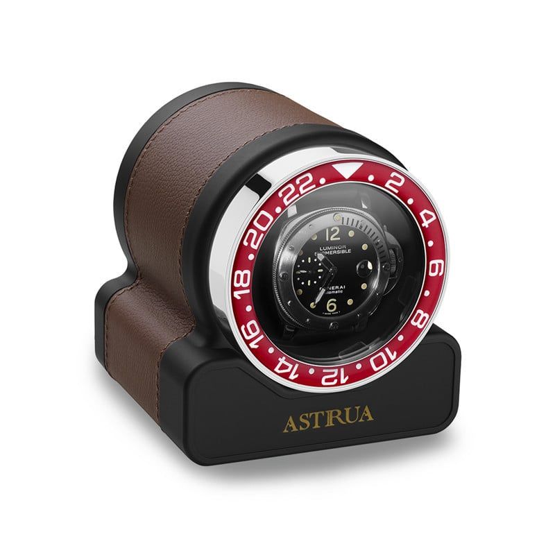 SCATOLA DEL TEMPO Rotor One Sport Pelle Grana Dollaro Castagno Ghiera Rossa  