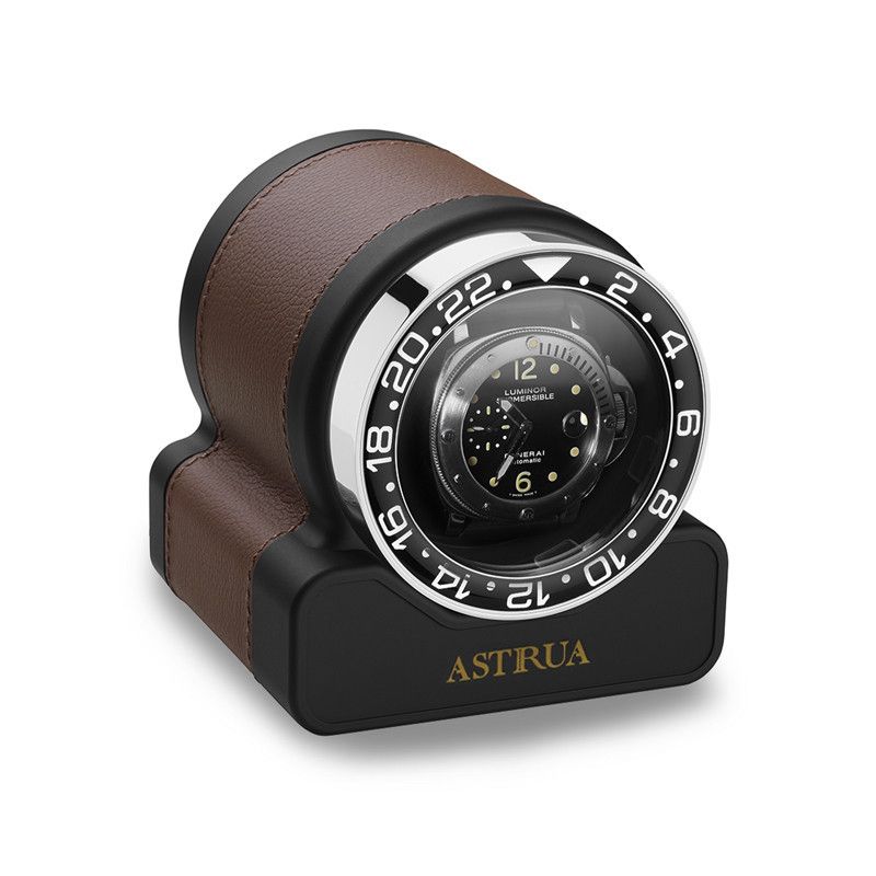Scatola Del Tempo Rotor One Sport Pelle Grana Dollaro Castagno Ghiera Nera  