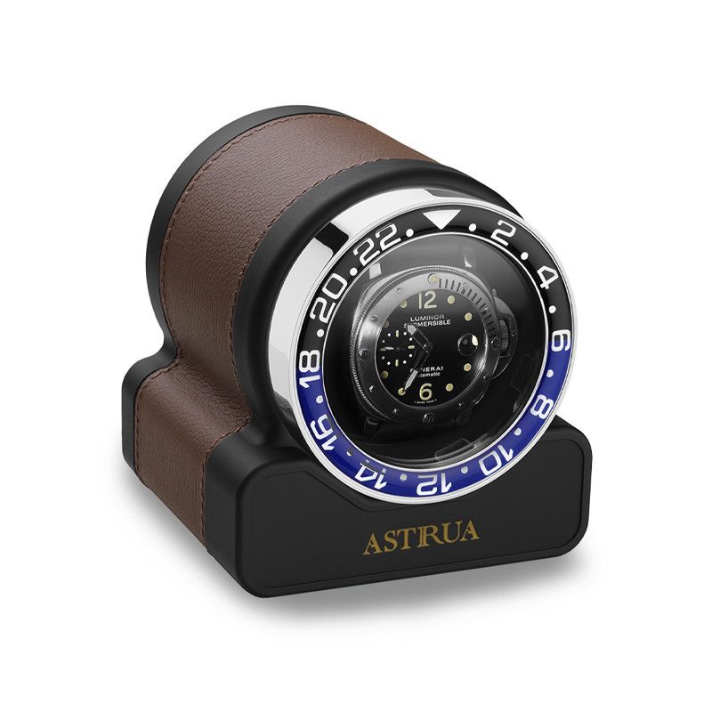 SCATOLA DEL TEMPO Rotor One Sport Pelle Grana Dollaro Castagno Ghiera Blu/Nera  