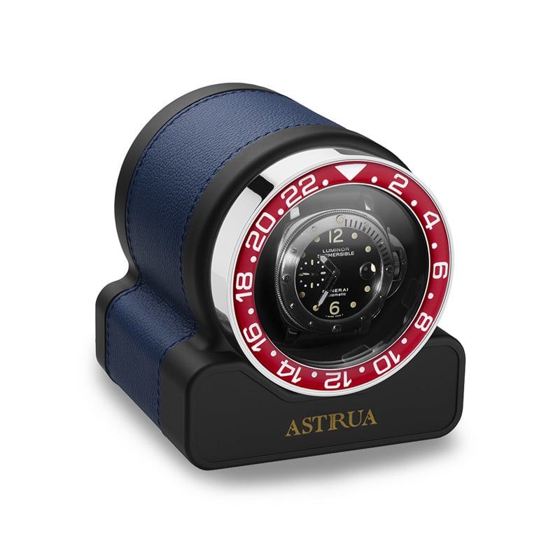 SCATOLA DEL TEMPO Rotor One Sport Pelle Grana Dollaro Blu Ghiera Rossa  